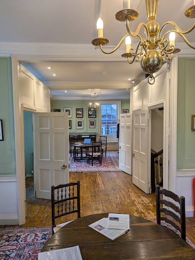 NinaMarketsUK's tweet photo. Nine years of work fill this London garret

I just climbed Dr Johnson’s creaky townhouse in Gough Square, London, to the garret where he and his assistants completed the landmark Dictionary published in 1755.

First editions impressed me; a funny letter from his Literary Club friends made him human.

Paper slips hang above the desk, making the noisy, collaborative drudgery feel real.

Do go if you love words.