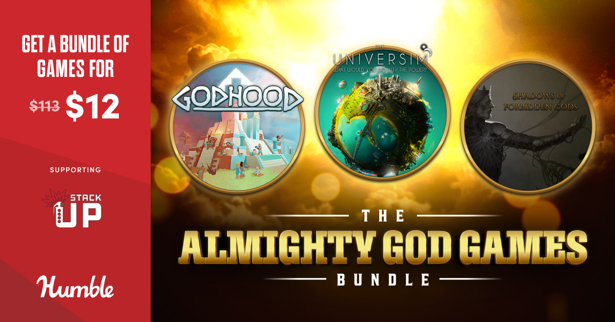 humble's tweet photo. Create your Religion, raise your Disciples, and guide them to bring you glory in Godhood.

The Almighty God Games Bundle supports @StackUpDotOrg | https://t.co/NmQuEMpmzM https://t.co/mLK0RgecrX