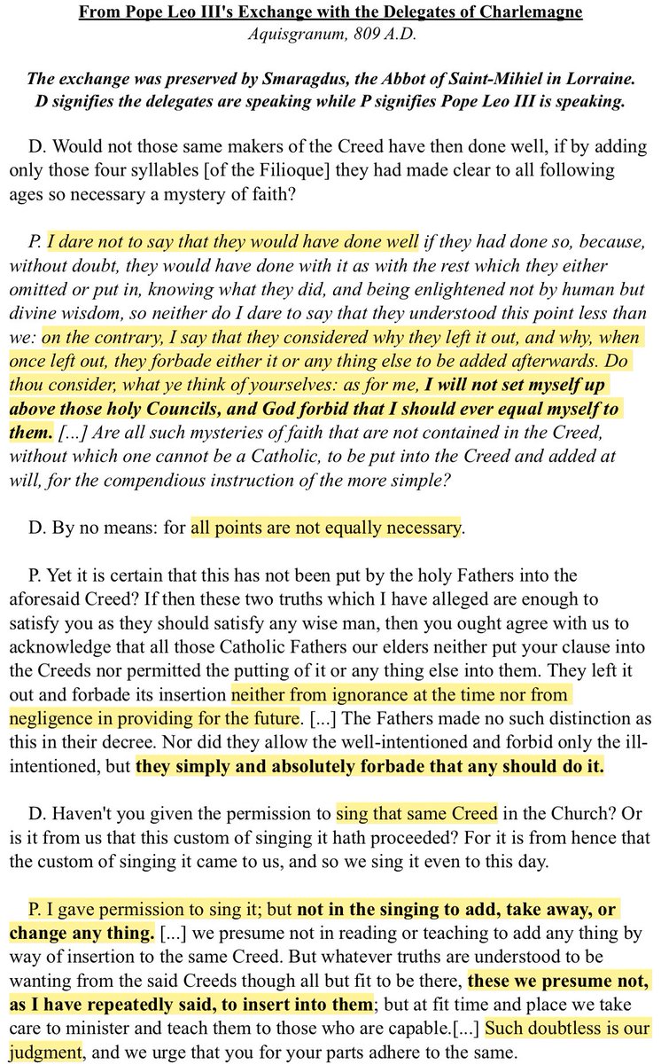 UntoldFortune's tweet photo. @KStwosz Im with Pope Leo III on the canonical side. Its insertion necessarily constituted a judgment upon- minimally- the council fathers of Chalcedon. https://t.co/2VTLS8Gxsj