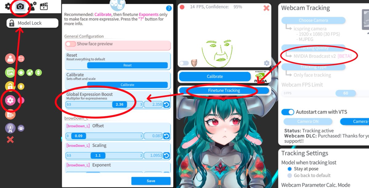 ValiantValorie's tweet photo. There's actually a hidden setting that can amp up ALL of your model's expressions

If you use the beta NVIDIA tracking anyway https://t.co/EAXZotKqVP