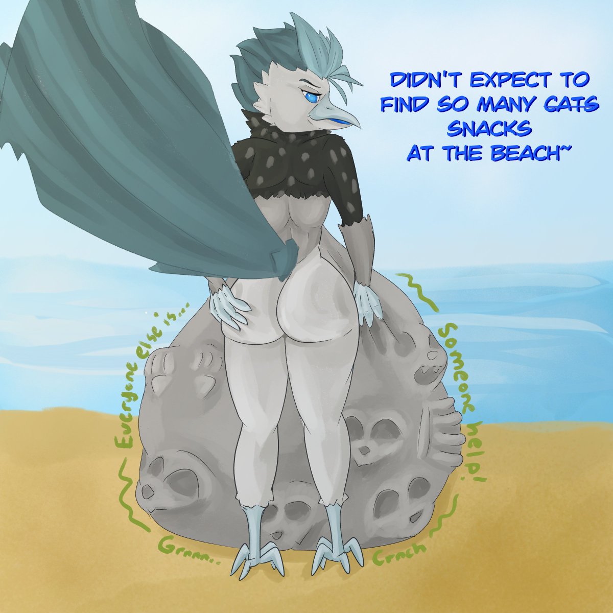 MultitailMenace's tweet photo. CW: Fatal #vore, bones.

Practice drawing of the night. Just Ryxia enjoying a lovely day at the beach. 💙 https://t.co/8VrzbITJyu