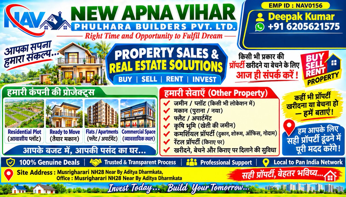 Deepakswarrxaq's tweet photo. @bhavisha333 🚨 LAND FOR SALE | SAMASTIPUR, BIHAR
📍 Khajuri Chowk के पास
📐 185 कट्ठा
💰 ₹75,000/कट्ठा
💵 Total ₹1.39 Cr
📞 Deepak Kumar: 6205621575
📍 Location: https://t.co/hwCdS5Tqv9…⁠�
@samastipurtown
#Samastipur #Khajuri #Bihar #LandForSale https://t.co/zYRVAFISnn