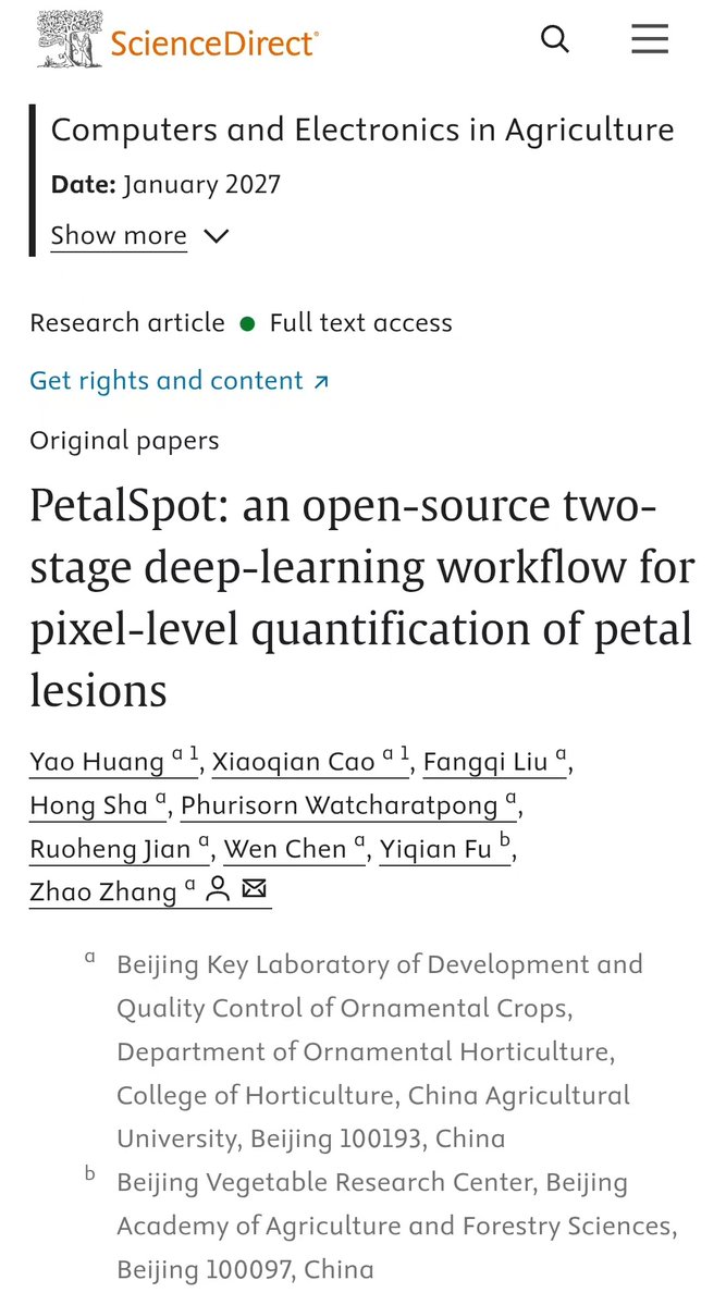 rockmao2008's tweet photo. Delighted to share PetalSpot, our new open-source AI tool for pixel-level quantification of disease lesions on flower petals! 🌹  
No individual petal arrangement or petal-number limit—just take a smartphone photo.  
https://t.co/Y6mWSGKDCJ https://t.co/9DAcILJ1Fe