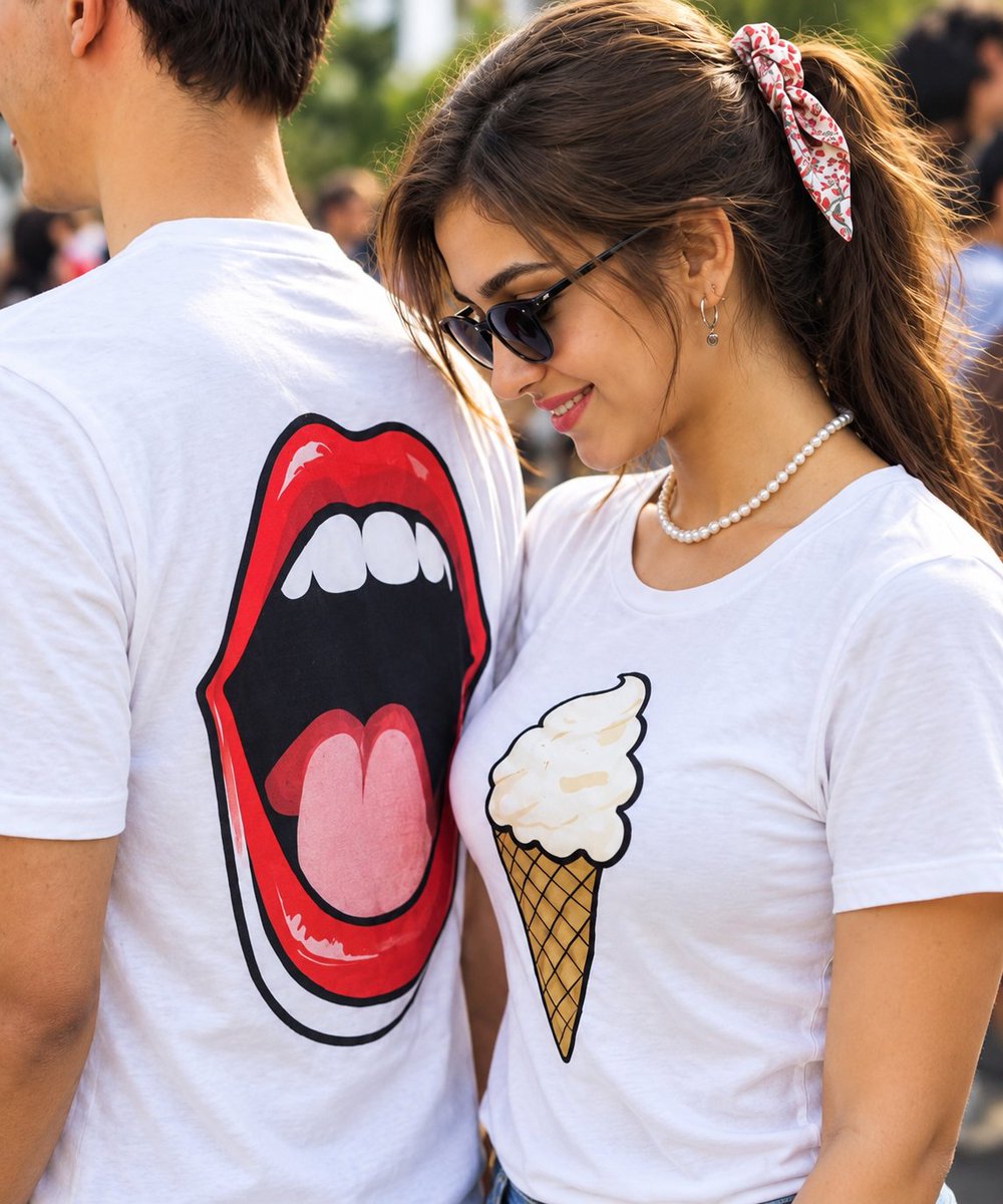 Sowmyakutt3v's tweet photo. Would you wear a T-shirt like this with your partner? 😂 Yes or No? https://t.co/wIn9MSFIvd
