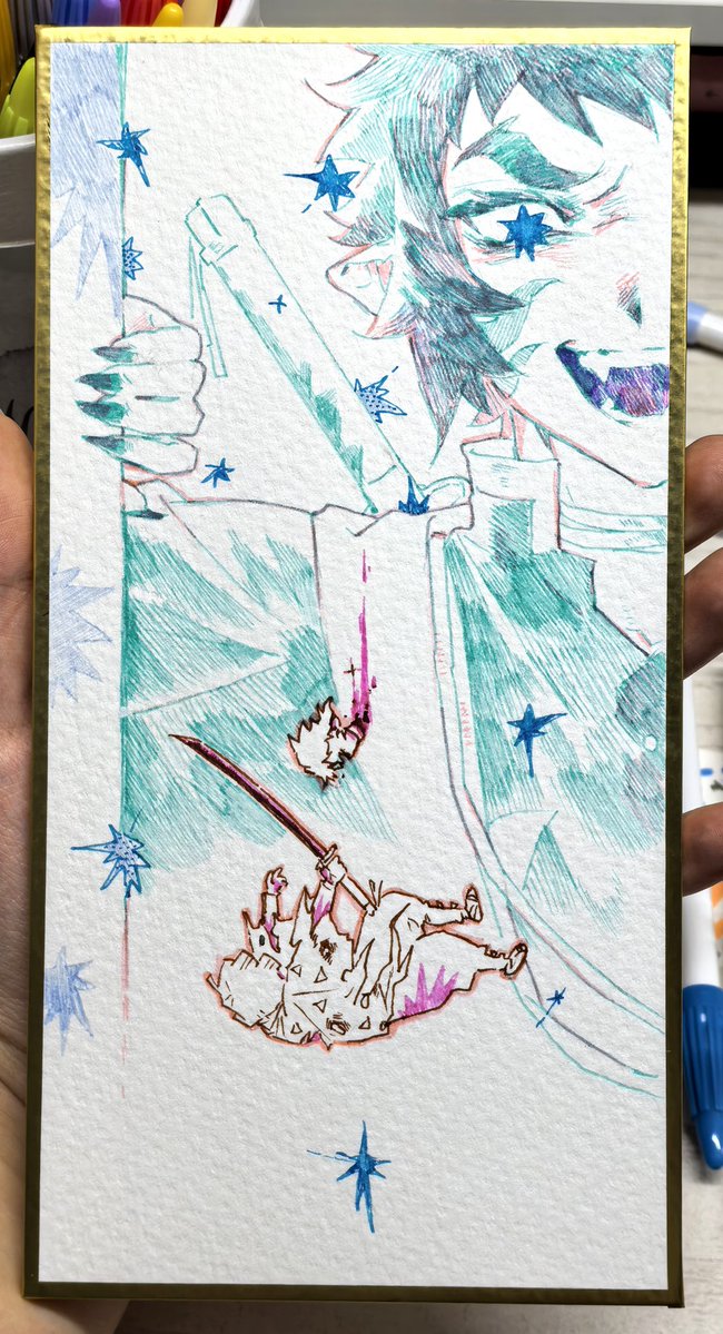 Yogurtoh4g's tweet photo. 描いた色紙
#善獪 https://t.co/14xDh4CBYE