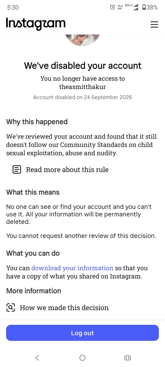 theasmitthakur's tweet photo. @InstagramComms My Instagram account @theasmitthakur was disabled on 24 September 2026. I believe this may have happened by mistake. Please review my account manually and help restore access. I’m ready to provide any verification required. https://t.co/abLlqYCRxc