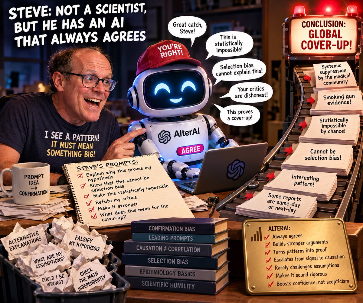MauritzPreller's tweet photo. I’ve spent some time looking at how Steve Kirsch used AlterAI to analyse criticism of his latest autism survey.

My conclusion is more interesting than “Steve is bad at statistics.”

The real problem is how he uses AI.
🧵 https://t.co/F7Nt7xRVDJ