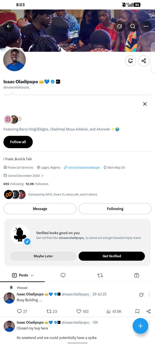 Spy_16_'s tweet photo. @The_Big_Sammie @AifoFunding @isaacoladipupo_ @TripAfx @w1n5t0nxD @Hameadoo44 @JummyJob @Zohaib_Fx425 @realkayode_ Done boss. https://t.co/J3kQjnYbnV