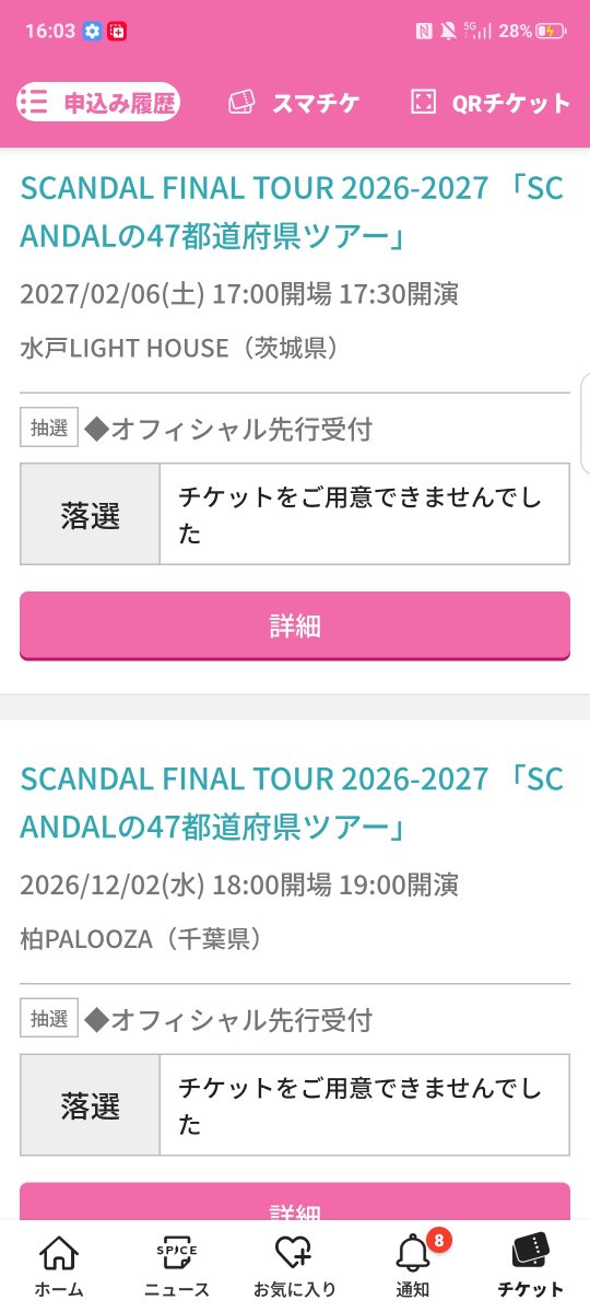 tomoschappy's tweet photo. 悲しすぎる　FCとオフィシャル全滅って　誰が当選してるすか
ベスクリ　横アリも心配です
#scandal
#47都道府県ツアー
#ベスクリ
#横アリ https://t.co/hEunaGzJ5k
