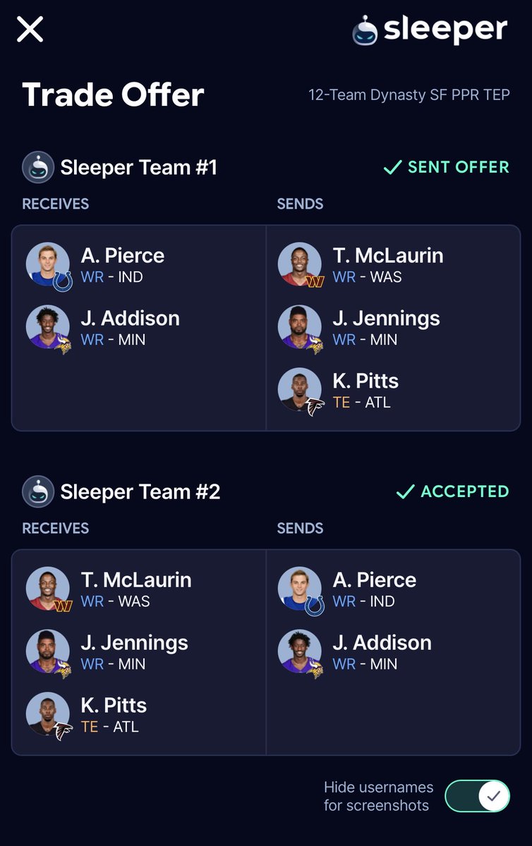Dchorp1's tweet photo. @GuruFantasyWrld I volunteer as tribute for #tankforjeremiah. Traded old for promising young. I’m guaranteed no.1 overall with my roster https://t.co/S9tiLFPRCQ