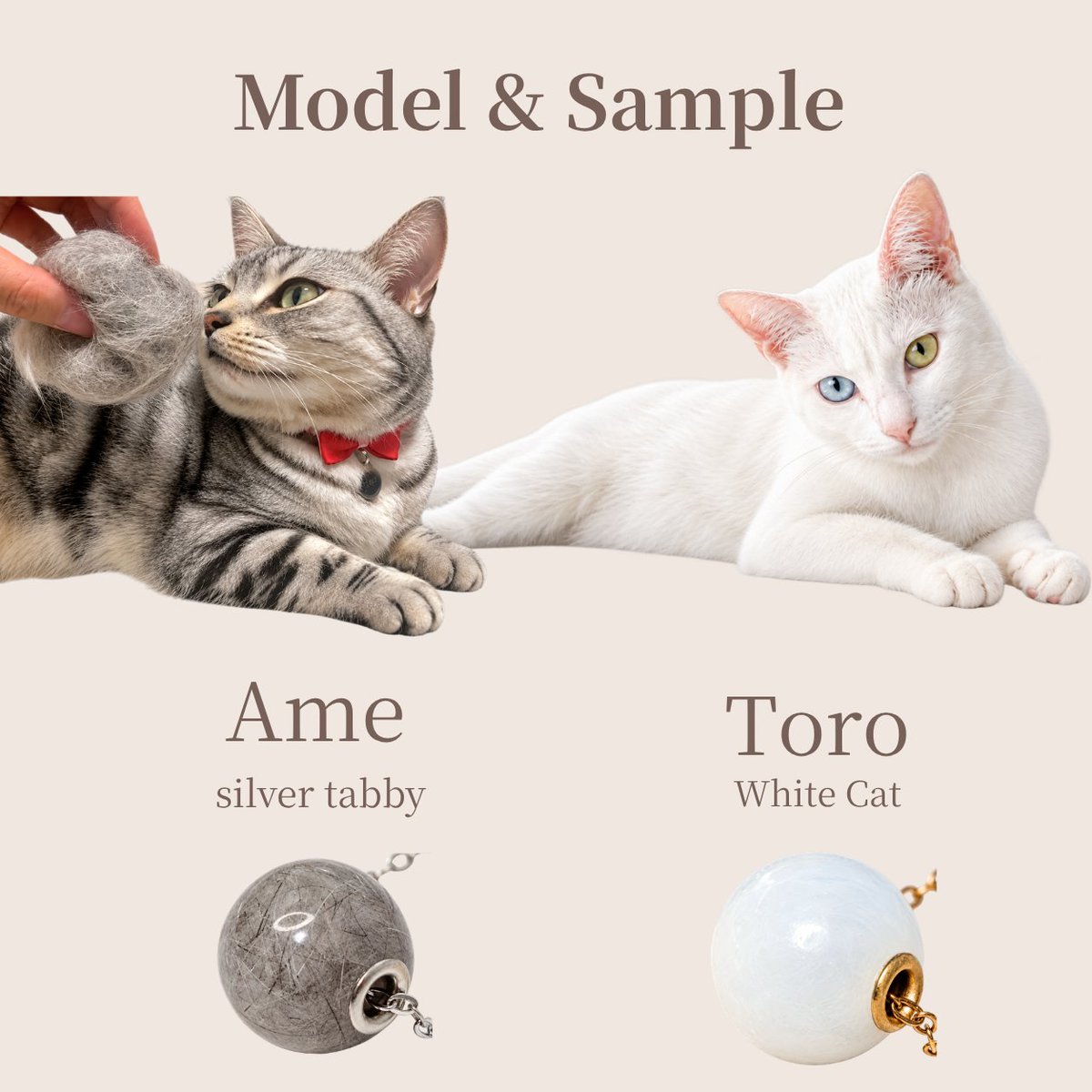 amesowner's tweet photo. 新商品を��開しました！
球体部分にモデルの猫たちの被毛を使用しております。
スッキリとしたデザインでありながら、球体に直接チェーンを通しているので、接着剤やパーツのはずれによる紛失の心配を抑えています。
Creema・minne にてご覧いただけます。プロフィールのリンクよりどうぞ。 https://t.co/PKQCzRyXfB