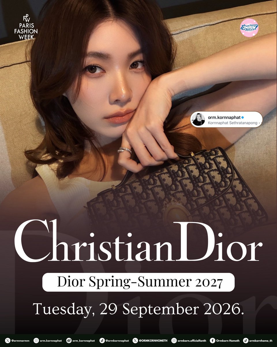 ORMKORNHOMETH's tweet photo. You will be absolutely wonderful, Orm Kornnaphat the fashionista! We are My anticipation is peaking for the gorgeous Dior Summer 27. 🛫 🕶️

#OrmKornnaphat #Dior
#LingOrmDiorSummer27
#DiorSummer27 #PFW
@ormmormm @Dior https://t.co/V1LSIWUbJM
