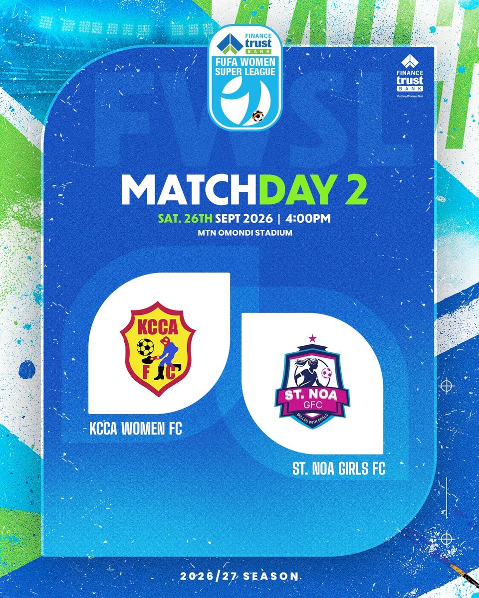 FUFAWSL's tweet photo. Matchday!

KCCA Women FC face St. Noa Girls FC at MTN Omondi Stadium, while Jinja United WFC host She Corporate FC in Iganga.

She Maroons FC take on defending champions Kawempe Muslim LFC at Muteesa II Stadium Wankulukuku, while URA Ladies FC face Makerere Univ. WFC at Hamz Stadium Nakivubo.

#FTBFWSL | #WomenFootballUG