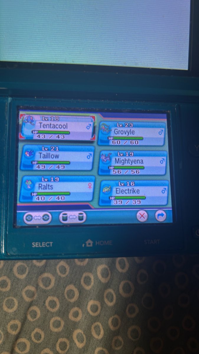 MedlockGavin1's tweet photo. Day 1 of my Pokémon omega ruby playthrough. Here’s the team right now. Gonna continue tomorrow https://t.co/8guOo1mUnk