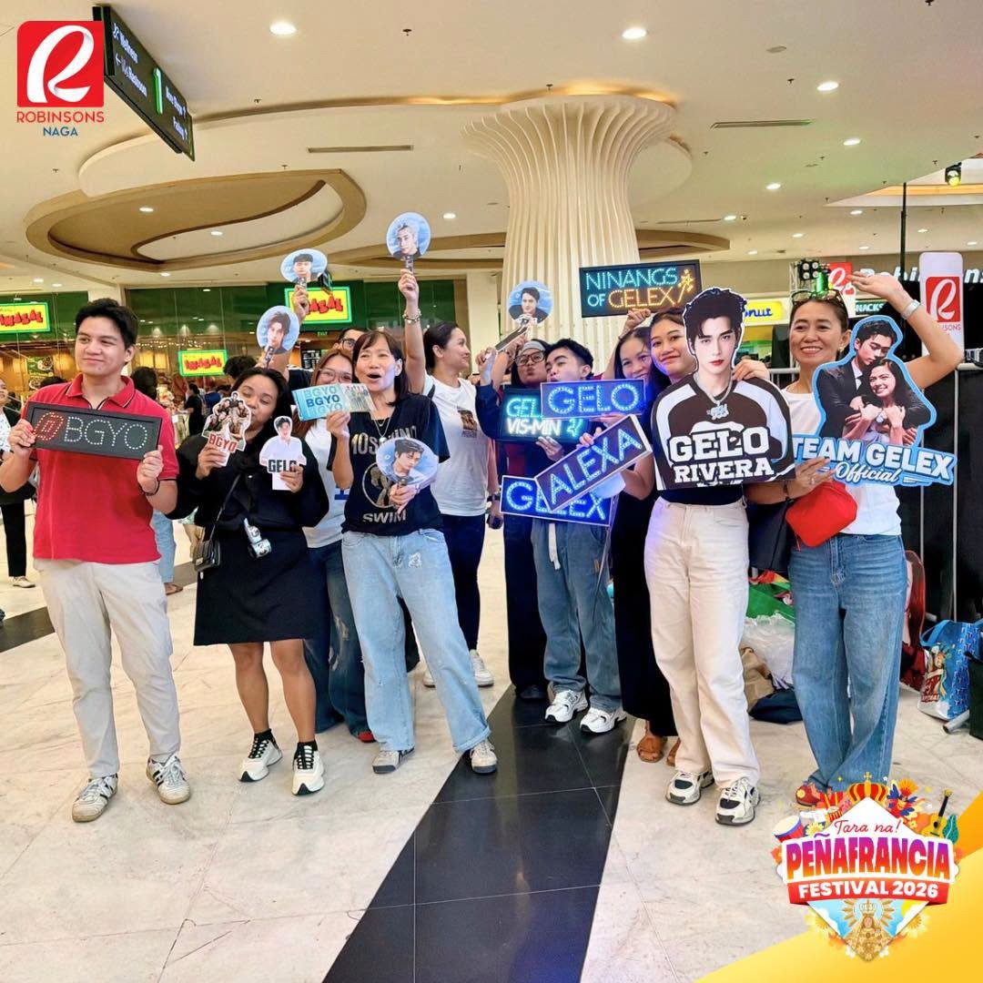gelexvismin's tweet photo. The countdown is OVER!

The energy is already unmatched here at Robinsons Naga.
Team GeLex is officially hyped and ready to bring the ultimate kilig and talent to the stage for the Peñafrancia Festival 2026. 

Maghirilingan kita, mga Kapamilya!

#GeLex #GeloRivera ||@BGYO_Gelo 
#AlexaIlacad ||@alexailacad  #GeLexVisMin #GeLexVisMinFam
