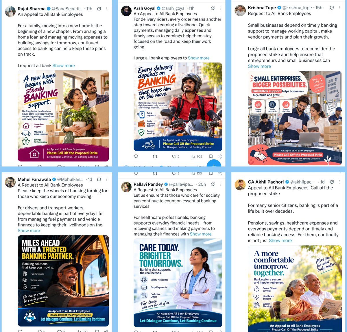 SaiVaniKolli's tweet photo. Is this your new strategy to counter UFBU? Paid PR and propaganda instead of addressing the genuine issues of bankers?
@nsitharaman @DFS_India @narendramodi 

Just another bandwagon of paid influencers echoing the Government’s narrative and Appealing to bankers on behalf of Management!  

This only shows how desperate the campaign against bankers has become.

🔥 5-DAY BANKING HAMARA HAQ HAI!
#5DaysWeekandFairPLI 
@AIBEAofficial  @ChVenkatachalam 
@RamBabu3494681     @Ibeu_ap
@ChVenkatachalam @LalitaAibea  @UdayaPochiraju 
@rupamsmail  @ncbeofficial  @DFS_India  @SecyDIPAM