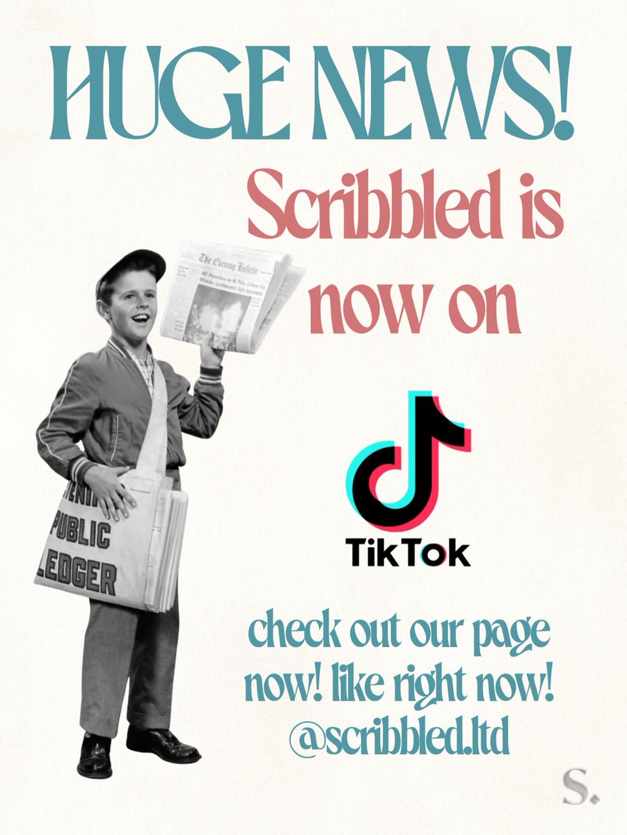 ReynaBuschnn's tweet photo. Stop what you’re doing—we’ve finally joined TikTok! Find Scribbled at @scribbled. ltd for splendid videos, behind-the-scenes content and our attempts at following trends. Join our vibrant community of emerging writers and submit your work today! https://t.co/bU9Pc9dCYk
