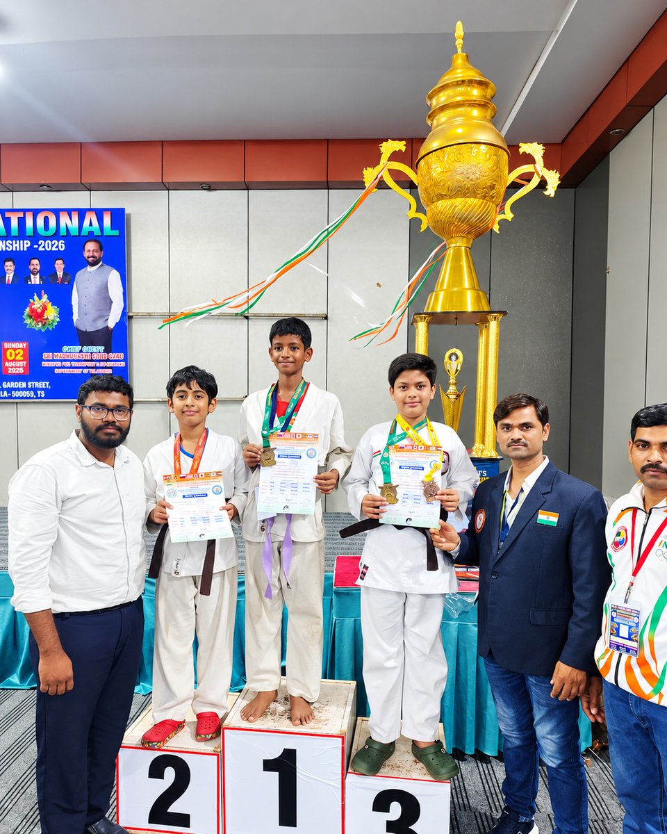 DrsSchool's tweet photo. 🥋🏆 DRS Karate Team shines! 7🥇 + 3🥈 at the 2nd International Martial Arts Championship, Hyderabad! 👏

Congratulations to Archana Kumari, Hari Veda, Deydeepyya, Sri Nithya Rao, Sathvika, Shravya Ragam, Sri Nidhi Rao &amp; Saharsh Tallada!

#DRSKarateTeam #KarateChampions #TeamDRS https://t.co/8UefZtInKW