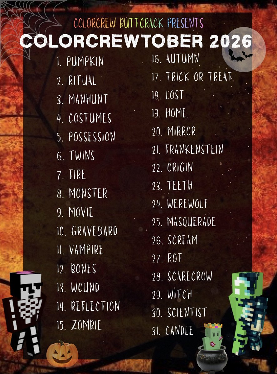klancelled's tweet photo. HELLO #COLORCREWTWT ! Our colorcrew server has prepared COLORCREWTOBER prompts for HALLOWEEN 🎃🥺 Join Buttcrack™  for more details!!! https://t.co/k9Kln4xRaK

Let's all draw spooky colorcrew 🤤😈 https://t.co/VDySrprde6