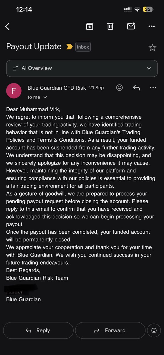 VirkFX07's tweet photo. @seanbaint Profitable trader here - banned for no fucking reason https://t.co/HQmNEziNvS