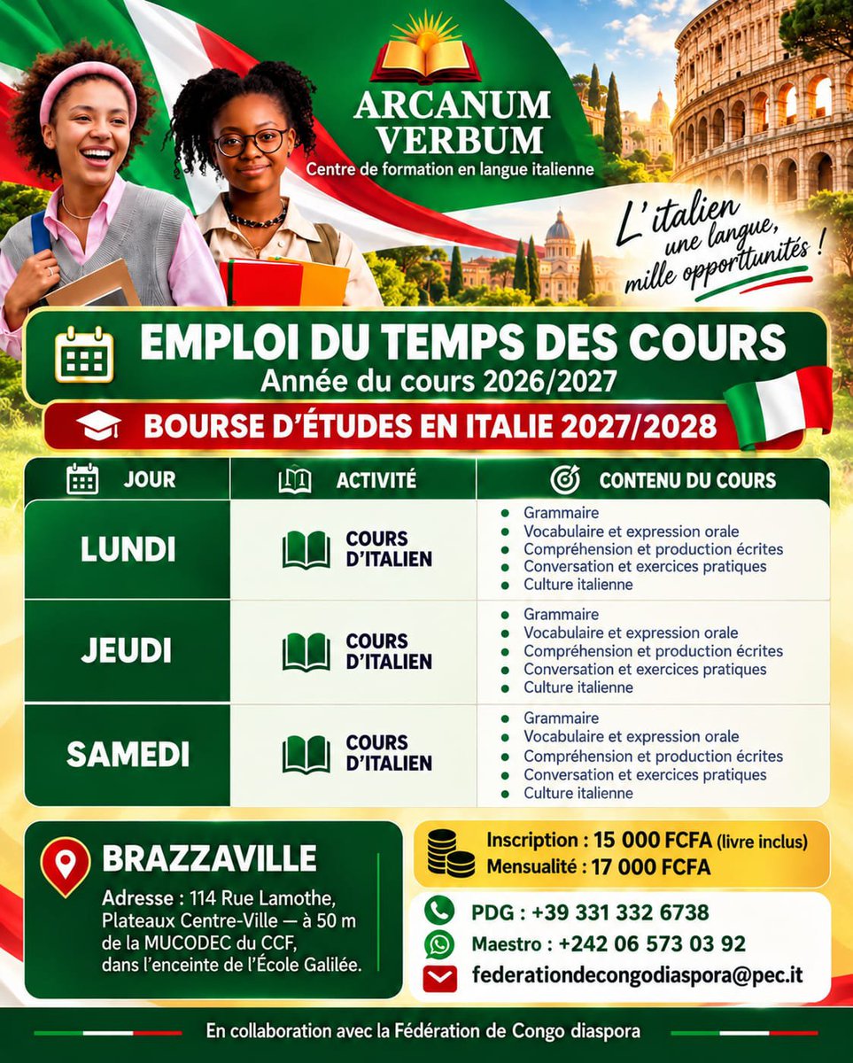 FediCongo_'s tweet photo. Arcanum Verbum  dévoile son emploi du temps 2026/2027 !

Suivre la chaîne ARCANUM VERBUM sur WhatsApp  : https://t.co/PqPsOewHNF

#ArcanumVerbum
#Congo
#Brazzaville
#PointeNoire
#FederationDeCongoDiaspora https://t.co/R9aYRj6hmz