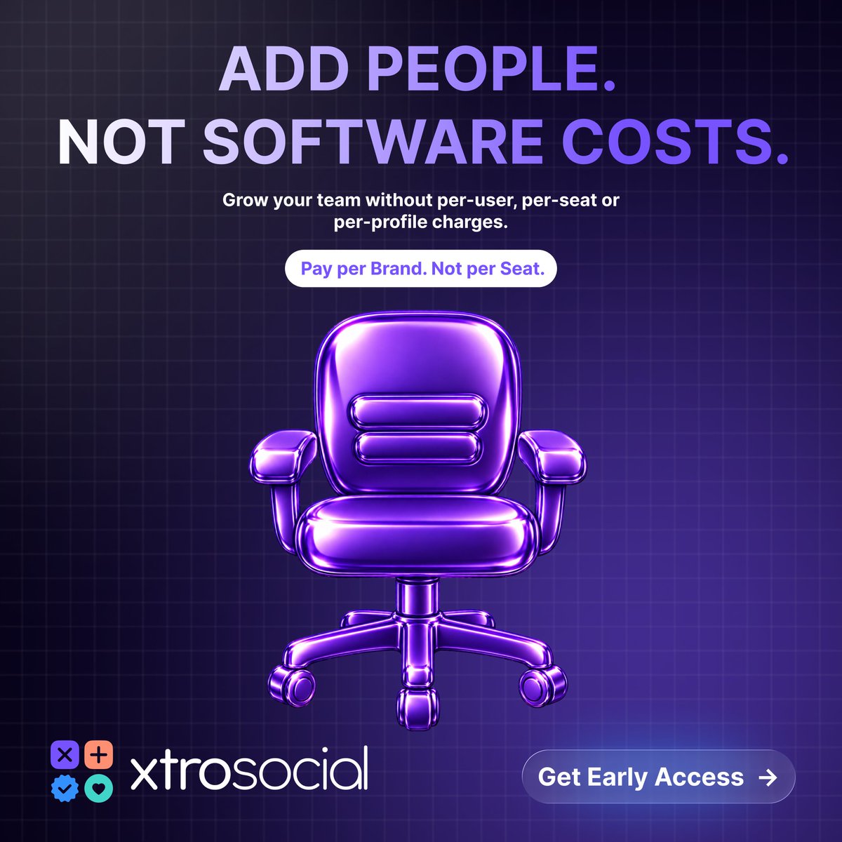 XTROSocial's tweet photo. Add people. Not software costs. 🚀

Your team should grow. Your software bill shouldn't.

XTRO Social is built for teams that want to scale smarter.

🚀 Early access open. 
👉 Link in bio

#XTROSocial #SaaS #SocialMediaManagement https://t.co/Jl9C3BItw1