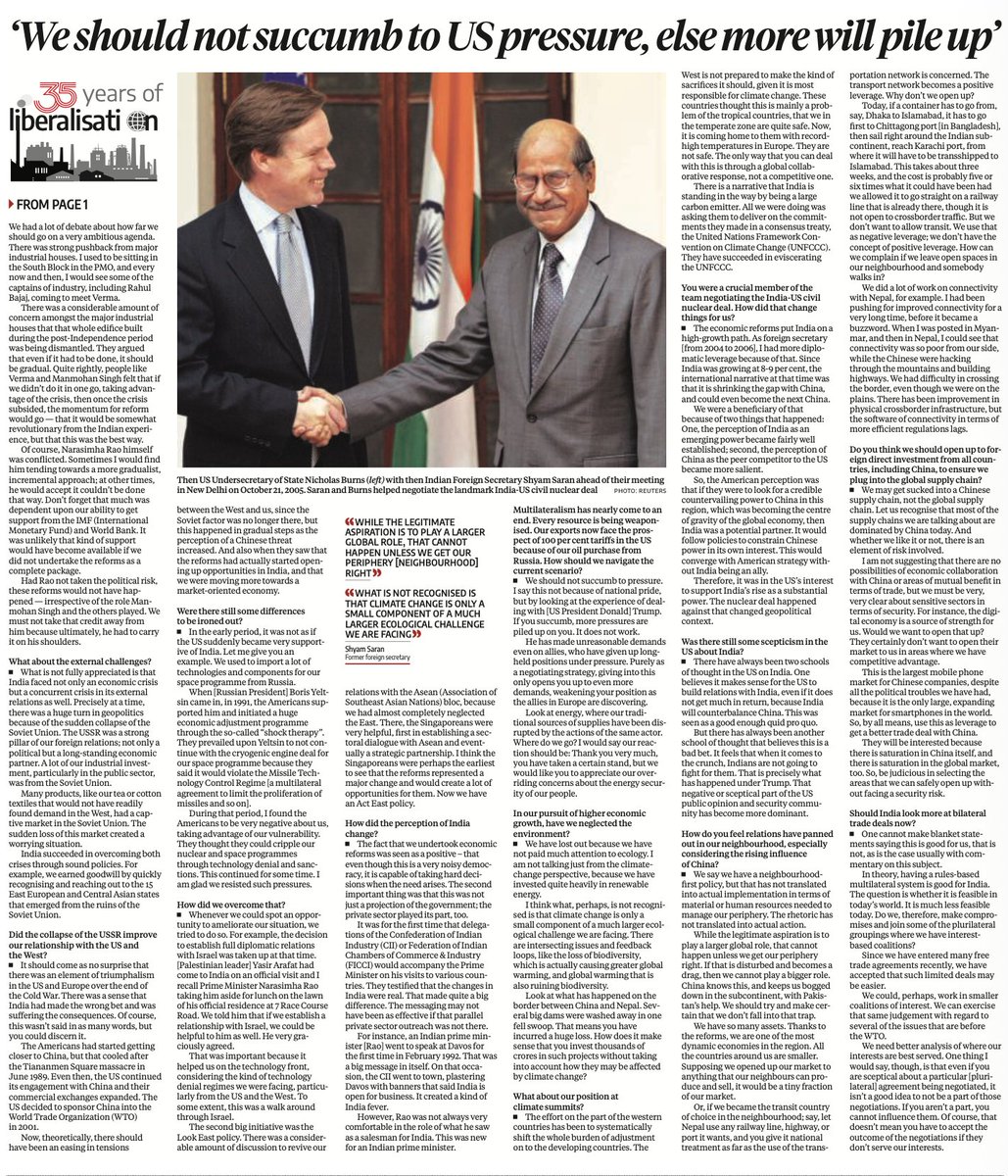 Anuraag_Shukla's tweet photo. The standard account of 1991 usually proceeds through economics. Shyam Saran recollects the geopolitical half of the story. https://t.co/NzlzpyOnMq