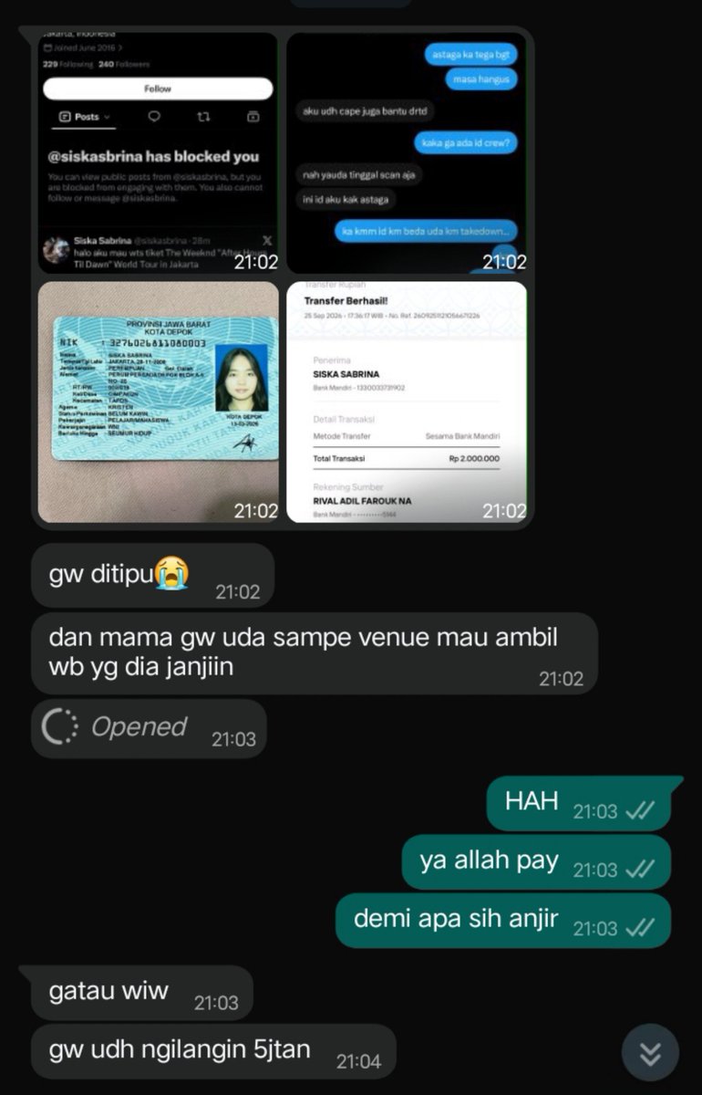 imavampirengene's tweet photo. @siskasabb guys hati-hati akun ini nipu ya, temenku duitnya dibawa dan gak dapet tiket yang sudah di bayar. https://t.co/1yCh7yWQIh