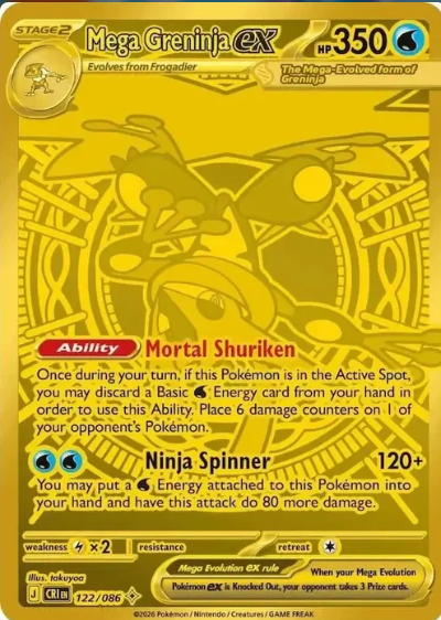 BigBobG7's tweet photo. Mega Greninja was $345 just 4 months ago

Now sitting at $145

Waiting for the $50–$100 range. That’s when I’m buying https://t.co/A7p7tZFD5y
