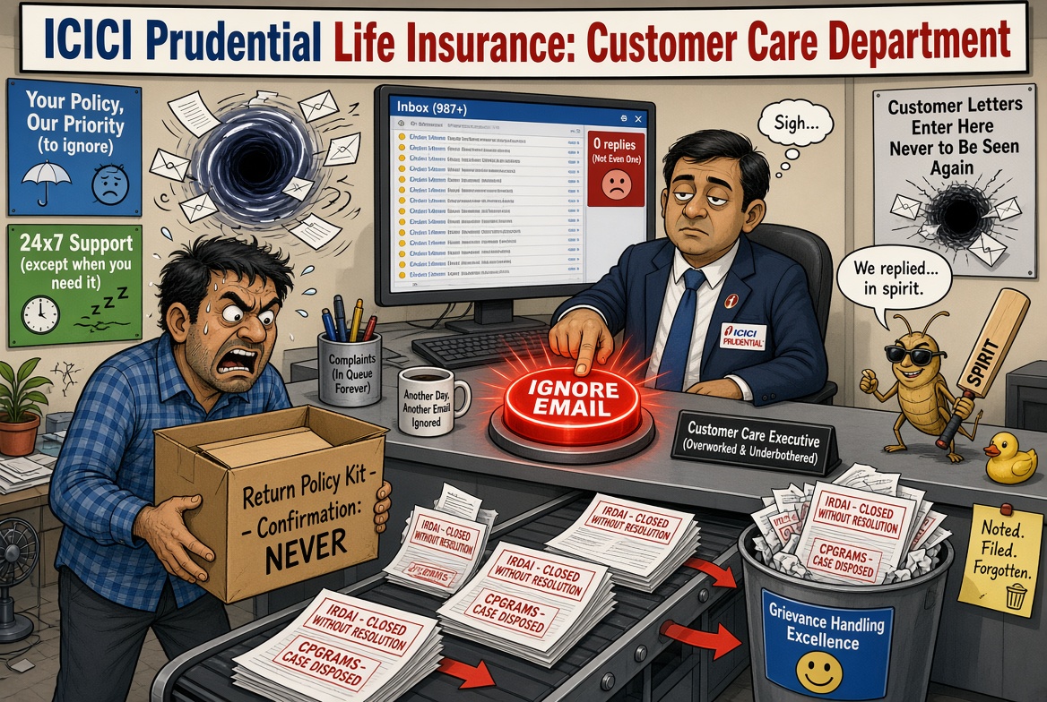 cpt_t88's tweet photo. This is how ICICI Prudential Life Insurance Grievance Redressal Team works.
@ICICIPruLife @ICICIBank @ICICILombard @ICICI_Direct @DFS_India
#ICICIPrudential #ICICIPruLife #IRDAI #CPGRAMS #CustomerServiceFail #ClosedWithoutResolution #IgnoredEmails #PolicyholderRights #InsuranceGrievance #hdfcbankceo