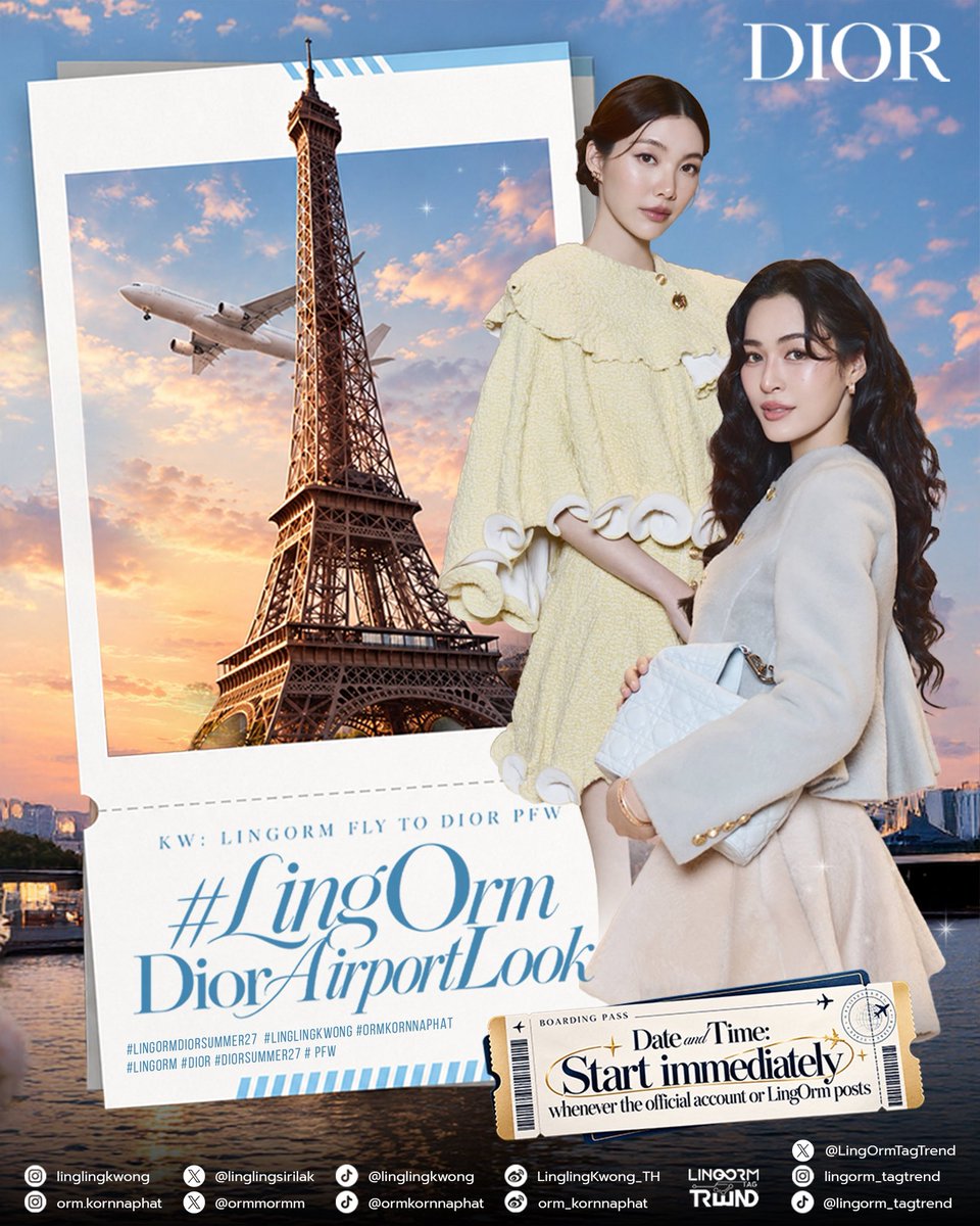 lonongnub_trend's tweet photo. ⸝⸝ 🛎 𝐓𝐫𝐞𝐧𝐝𝐢𝐧𝐠 𝐀𝐧𝐧𝐨𝐮𝐧𝐜𝐞𝐦𝐞𝐧𝐭 📈
#LingOrm #หลิงออม

จากสนามบินสู่ปารีส🇫🇷 จากก้าวแรกของการเดินทางสู่ช่วงเวลาบนรันเวย์
การเดินทางสายแฟชั่นของพี่หลิงน้องออมกำลังจะเริ่มต้นขึ้นอีกครั้ง เมื่อทั้งสองเตรียมออกเดินทางไปร่วมงาน Dior Fashion Show ใน Paris Fashion Week ✈️

📸เช่นเดียวกับทุกครั้งที่เรื่องราวของแฟชั่นเริ่มต้นขึ้นก่อนเสียงแฟลชจากฟรอนต์โรว์ ในครั้งนี้สนามบินก็เป็นรันเวย์แรกของพี่หลิงน้องออม ทุกลุค ทุกดีเทล และทุกก้าวตลอดการเดินทางกำลังพาพี่หลิงน้องออมเข้าใกล้อีกหนึ่งบทสำคัญของโลกแฟชั่นในกรุงปารีสมากยิ่งขึ้น💜

From the airport to Paris🇫🇷, from the very first step of the journey to the runway lights, a new chapter of #LingOrm is about to unfold, as Lingling Kwong and Orm Kornnaphat prepare to fly to Paris for the Dior Fashion Show at Paris Fashion Week this September. ✈️

📸And just as fashion begins long before the flashbulbs of the front row, the airport becomes the first runway of the journey. Every look, every detail, every step along the way brings LingOrm one moment closer to their Paris fashion chapter💜

Paris awaits. And so does Dior✨

🔑LINGORM FLY TO DIOR PFW
#️⃣LingOrmDiorAirportLook
🗓️⏰ Start immediately whenever the official account or LingOrm posts

หลังขึ้นอันดับพ่วง
After reach No.1 please add
#LinglingKwong #OrmKornnaphat
#LingOrm #Dior #DiorSummer27 #PFW