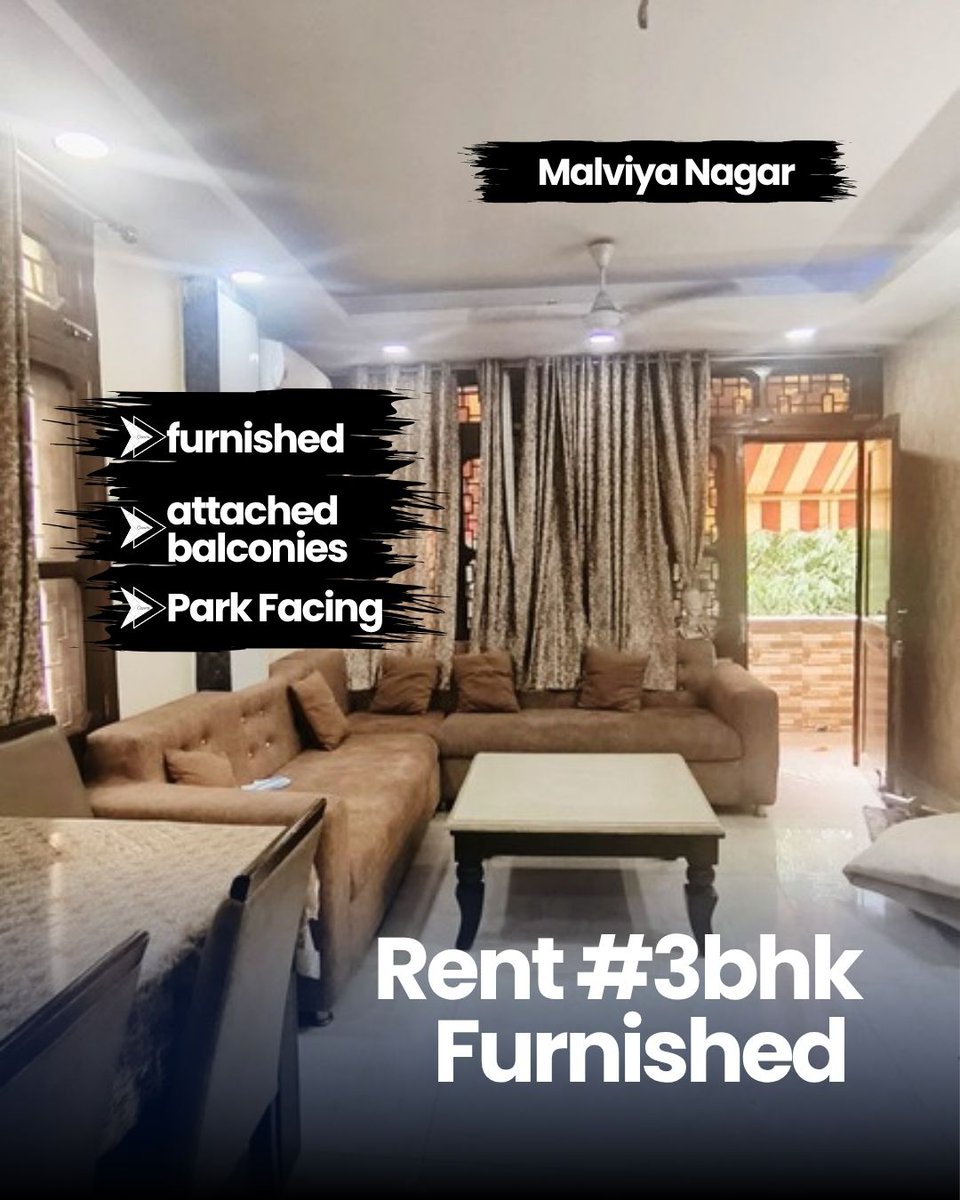 NobukoMarcwxq's tweet photo. Available for just ₹60K! Furnished 3-bedroom apartment in a gated Malviya Nagar colony, with 3 attached bathrooms, hall, modular kitchen, 2 balconies, indoor parking, security, CCTV, parks and metro nearby. Negotiable. https://t.co/D1YKYcs42P