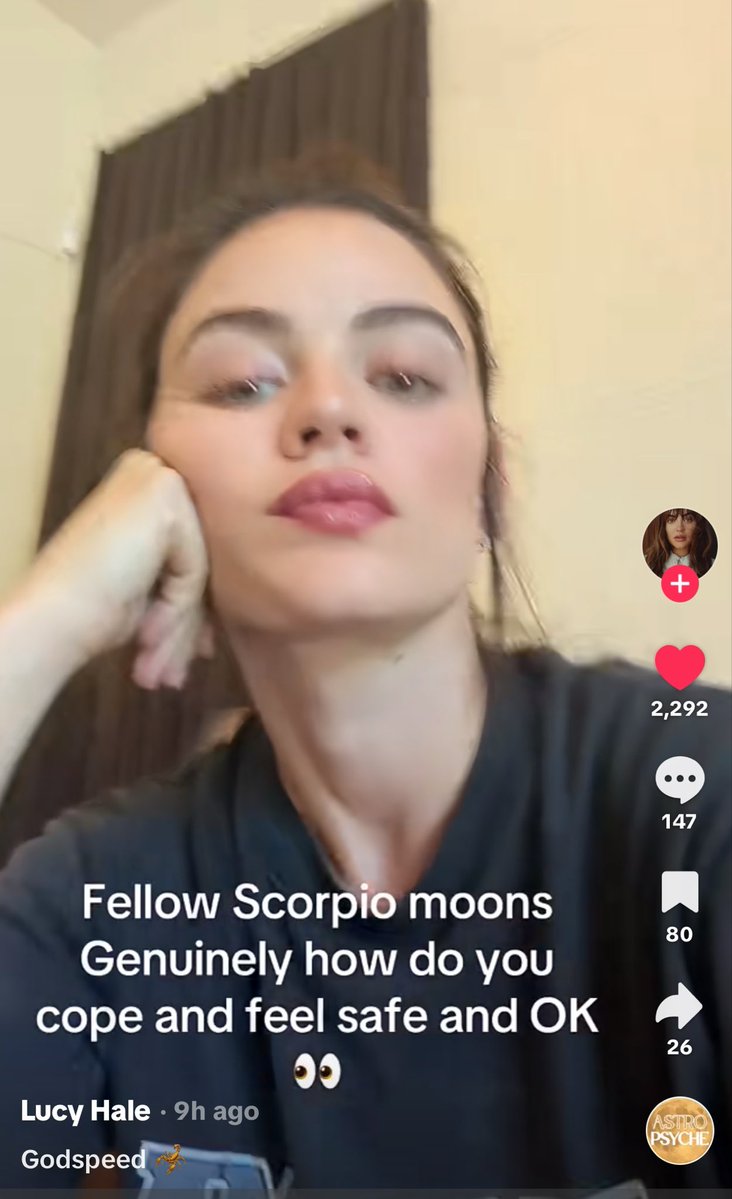 esharua's tweet photo. This is how I find out lucy is a Scorpio moon &amp; on tiktok now https://t.co/uXRw34T3yN