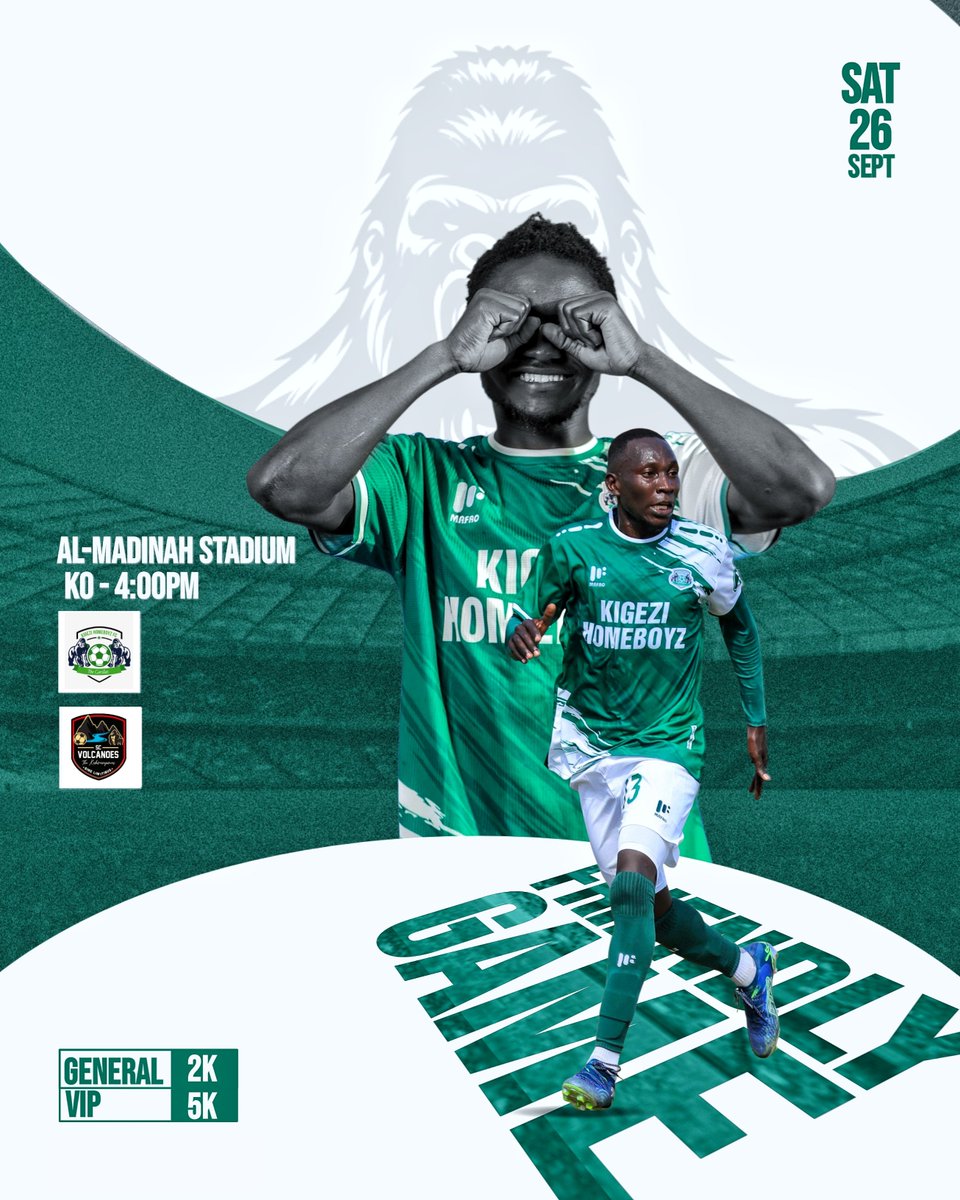 HomeBoyzFC's tweet photo. Today's the day.

See you at Kigezi HomeBoyz Al-Madinah Stadium as we take on SC Volcanoes in today's friendly. https://t.co/awnAfpXMu8