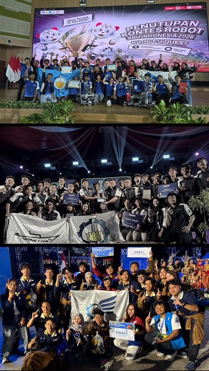 fess10nopember's tweet photo. Ojo Bahas Kader sek leee
Kabar Bahagia Gawa Mas Mba Arek ITS

Ibu Luhur ITS 
Berhasil Trable Winner 🏆 Kontes Robot yah ada di Indonesia dalam tahun yang sama🔥🔥
1. Kontes Robot Abu Indonesia - Juara 1 🏅
2. Kontes Kapal Indonesia - Juara Umum 🏅
3. Kontes Robot Terbang Indonesia - Juara Umum 🏅

Wingi sg ngomong Kampus sepele, saiki kene sg menguasai🔥🔥🔥

VIVATT…..
