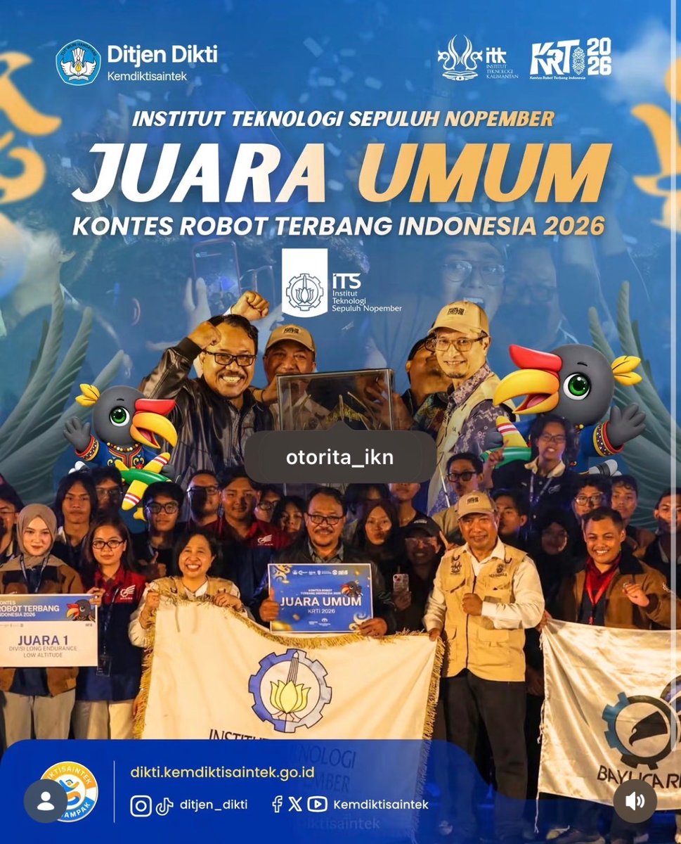 fess10nopember's tweet photo. Ojo Bahas Kader sek leee
Kabar Bahagia Gawa Mas Mba Arek ITS

Ibu Luhur ITS 
Berhasil Trable Winner 🏆 Kontes Robot yah ada di Indonesia dalam tahun yang sama🔥🔥
1. Kontes Robot Abu Indonesia - Juara 1 🏅
2. Kontes Kapal Indonesia - Juara Umum 🏅
3. Kontes Robot Terbang Indonesia - Juara Umum 🏅

Wingi sg ngomong Kampus sepele, saiki kene sg menguasai🔥🔥🔥

VIVATT…..