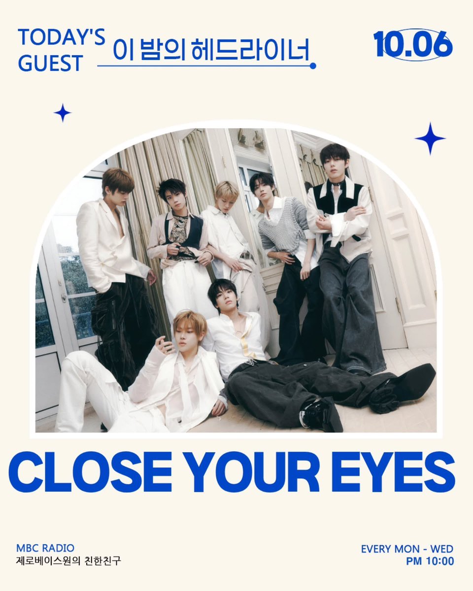 kbgmedia's tweet photo. #CLOSEYOUREYES will be the guest for "ZEROBASEONE's Close Friends" with #KIMTAERAE from #ZEROBASEONE as the host on October 6, 2026 https://t.co/cJiU7W5tST
