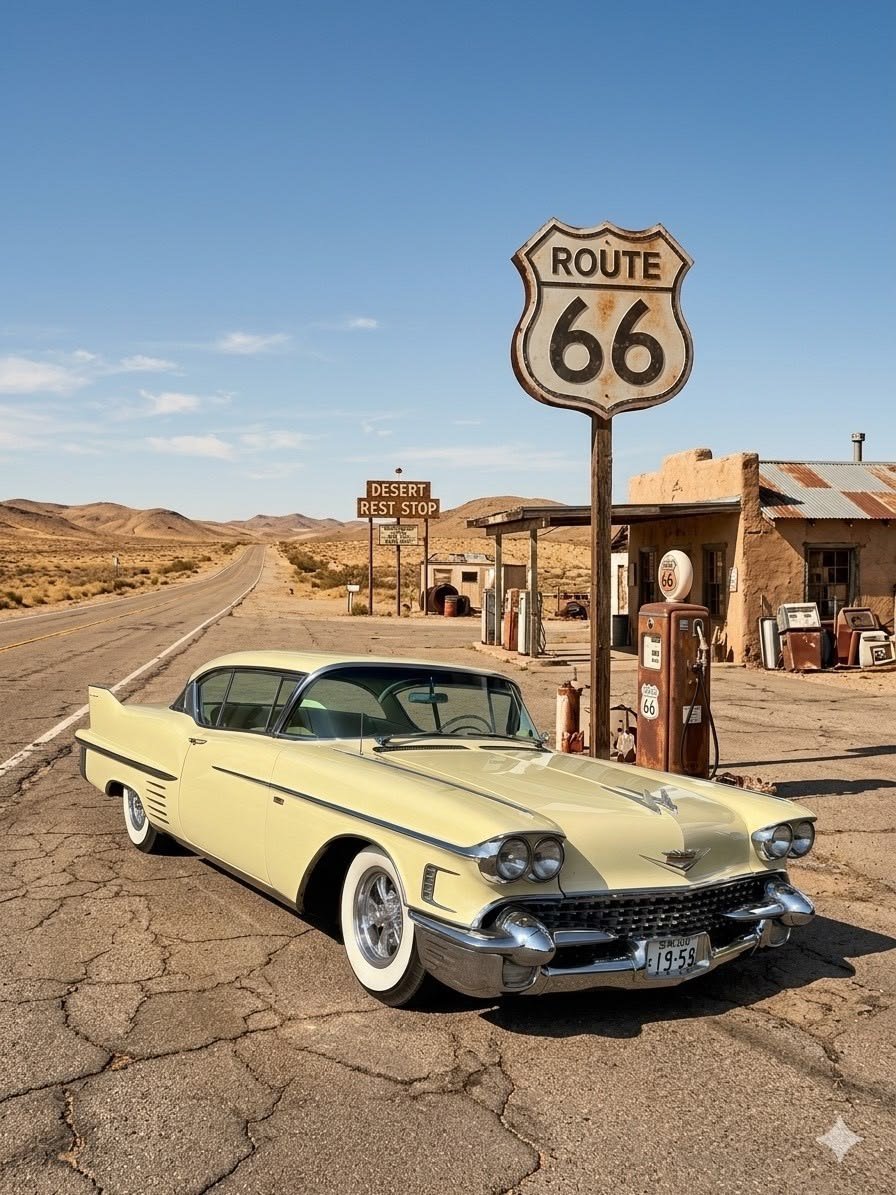 Emma_Wine212's tweet photo. Route 66 hits different in a classic Cadillac 🛣️🔥

Who is coming with me https://t.co/5d7QG9X2iW