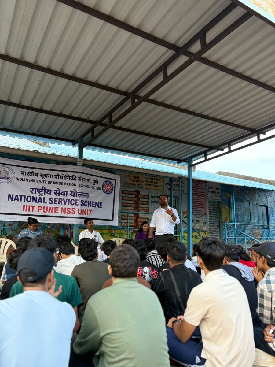 IIIT_Pune's tweet photo. #NSS Foundation Day celebrated by @IIIT_Pune NSS Unit!

Our NSS volunteers joined students, teachers, health workers &amp; citizens of Nanoli Village at Zilla Parishad School - sharing ideas, experiences &amp; the true spirit of #community service.

#SDG3 #SDG4 #SDG10 #SDG11 https://t.co/uUjW6lENfK