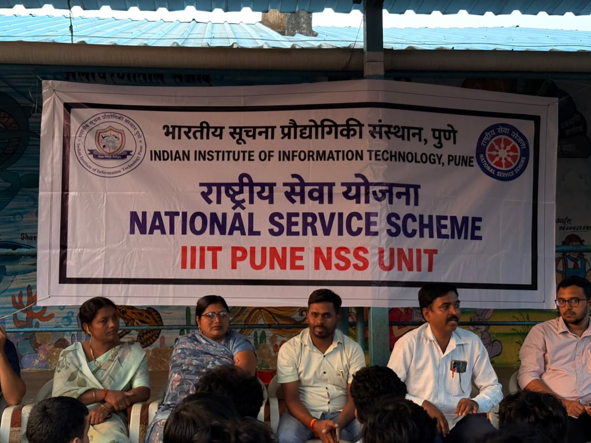 IIIT_Pune's tweet photo. #NSS Foundation Day celebrated by @IIIT_Pune NSS Unit!

Our NSS volunteers joined students, teachers, health workers &amp; citizens of Nanoli Village at Zilla Parishad School - sharing ideas, experiences &amp; the true spirit of #community service.

#SDG3 #SDG4 #SDG10 #SDG11 https://t.co/uUjW6lENfK