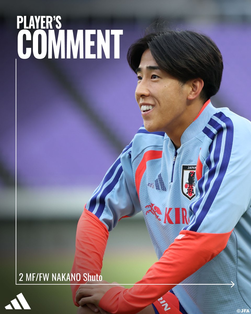 jfa_samuraiblue's tweet photo. 🔹𝗦𝗔𝗠𝗨𝗥𝗔𝗜 𝗕𝗟𝗨𝗘🔹
【2026.9.25 練習後コメント✍️】

2 MF/FW 中野就斗(サンフレッチェ広島🇯🇵)

#adidasFootball
#サッカー日本代表 https://t.co/IV3I9WVmY5