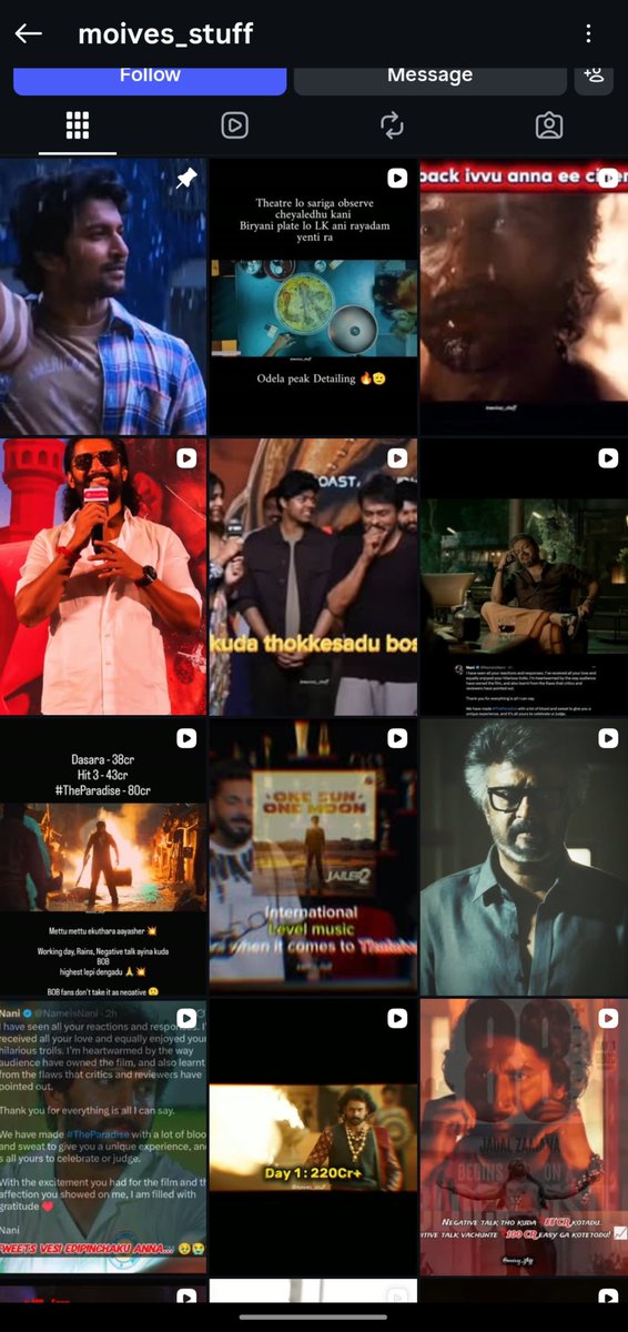 PurnaMaaya_'s tweet photo. Insta Page Peru Movies Stuff... 
Okkasari Ah Posts Chudandi Mental Mass Hysteria 💥

Paradise Budget Lo 75% Memers Ki 
T360 M9News ABO Daily Culture Movies4Ur Vellake Pettinattu Unnaru https://t.co/o1CNjQsKZD