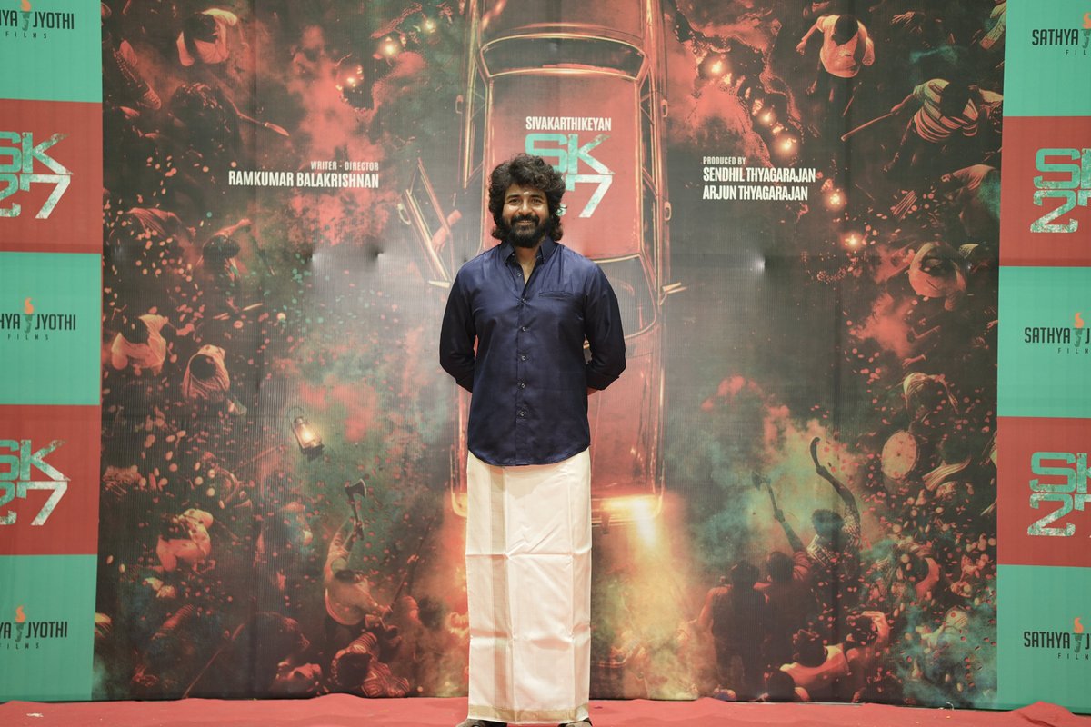 SathyaJyothi's tweet photo. With blessings from above, love all around ❤️

The journey of #SK27 began.

Starring @Siva_Kartikeyan.

A film by @ImRamkumar_B.
Produced by @SathyaJyothi.

@11Lohar @omdop #TGThyagarajan #SendhilThyagarajan @arjun1on @saisiddharth_ @kalaivananoffl #ARajesh @PraveenRaja_Off #StevenKumar @teamaimpr @pro_barani @TheMugDigital