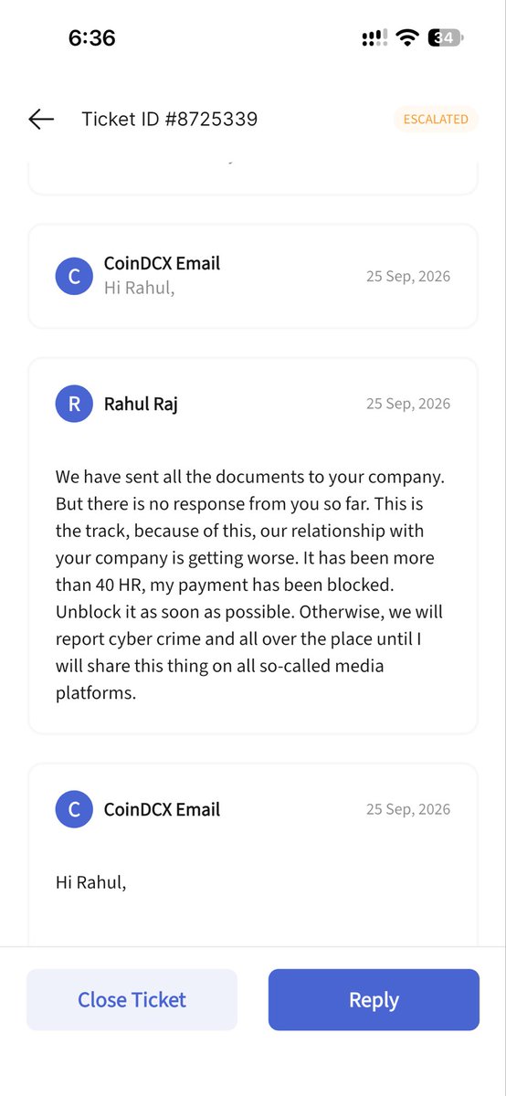 ModeleRahul's tweet photo. Coin DCX is a very big fraud company. I have kept 16392 rupees without blocking the withdrawal without any reason. While we have submitted all the documents. Today it has been full 3 days but there is no reply from the company.
@CoinDCX @CoinDCX_Cares @CoinDCXAssets @shrutistwt https://t.co/qAqcxkjQNn