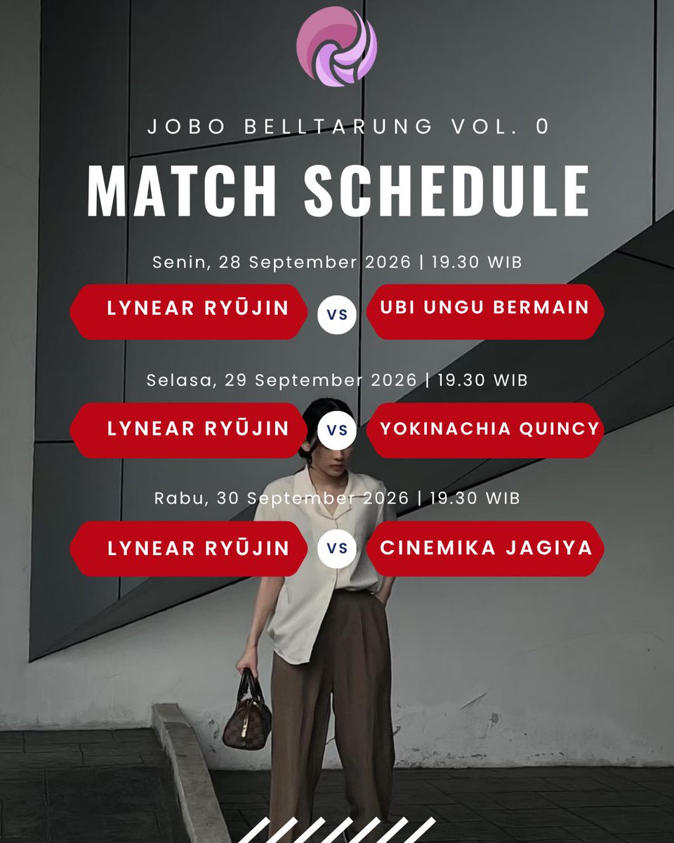 LynearEsport's tweet photo. LYNEAR BERSAING DI #BELLTARUNG

🔵 GROUP B — LYNEAR GOGOGO
vs Maxineiu • Humainiora • Sonia • Astralux

🟣 GROUP F — LYNEAR RYŪJIN
vs Ubi Ungu • Yokinachia • Cinemika

🗓 Senin 28 Sep | 19.30 WIB

Satu nama, satu semangat LYNEAR

@SE_LynJKT48 
@LynearID 

#LYNEXOUSIA https://t.co/1TlW5ml409