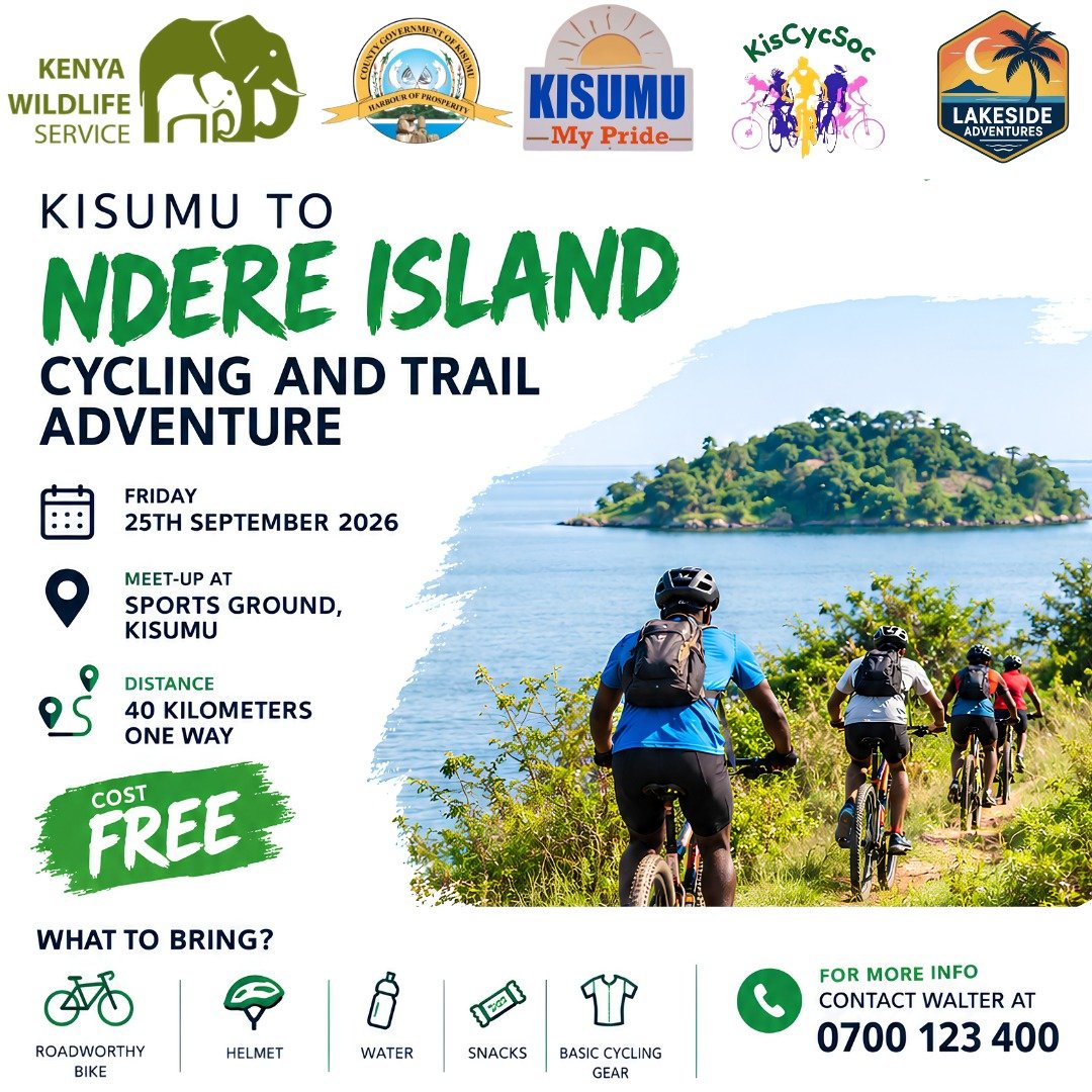 EvamorAfrica's tweet photo. As part of #TourismWeek2026, Evamor Africa joined the Kisumu, Ndere Island Cycling & Trail Adventure, championing sustainable transport and eco-tourism.
We advocate for protecting the places in Kisumu worth experiencing while promoting greener ways to explore them https://t.co/aE3o8h7GQy
