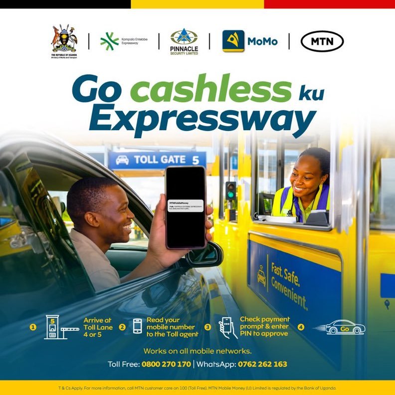 BetAliUg's tweet photo. Kajjansi drivers, your toll payments just got easier.

MTN Mobile Toll Pay lets you pay your Kampala–Entebbe Expressway toll fees cashlessly at Toll 4 and 5 using Mobile Money.

#MobileTollPay 
#MoreWithMoMo https://t.co/dEKuqvxk2J