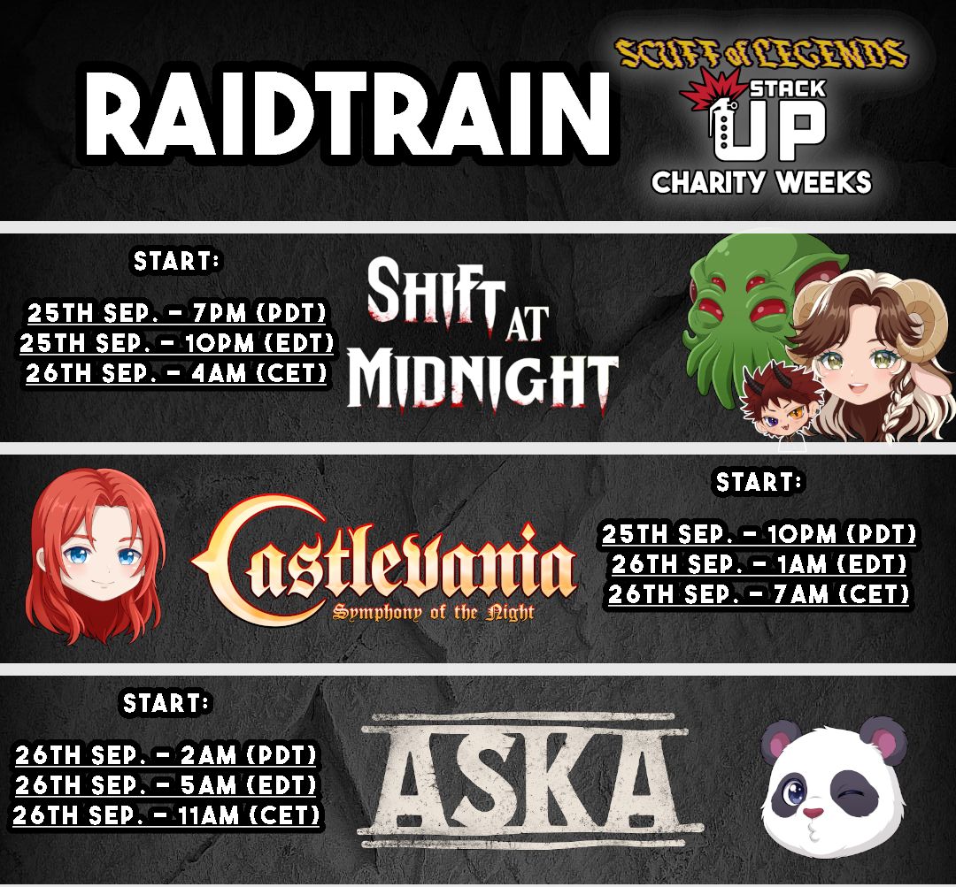 _SunnysideFarm's tweet photo. Curious about the schedule for our @StackUpDotOrg Call to Arms Raid Train?  Check out the schedule below! https://t.co/rerQoeBjpH