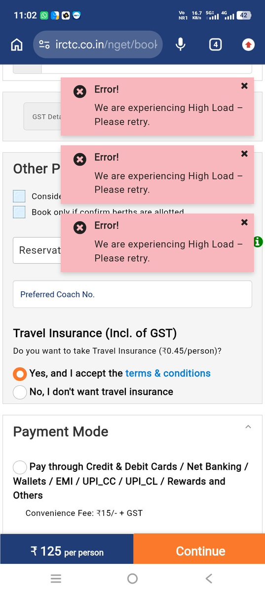 mnstheuniq's tweet photo. @IRCTCofficial what going on.. error in. Tatkal booking payment time https://t.co/6h6FCuCMPE