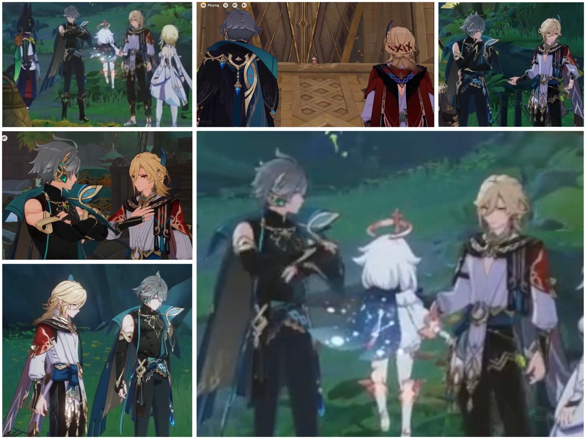 LazorBeanz's tweet photo. Alhaitham and Kaveh having a canonical height difference I knew the angles and perspectives implying it in-game meant something https://t.co/o3peWMJhG4